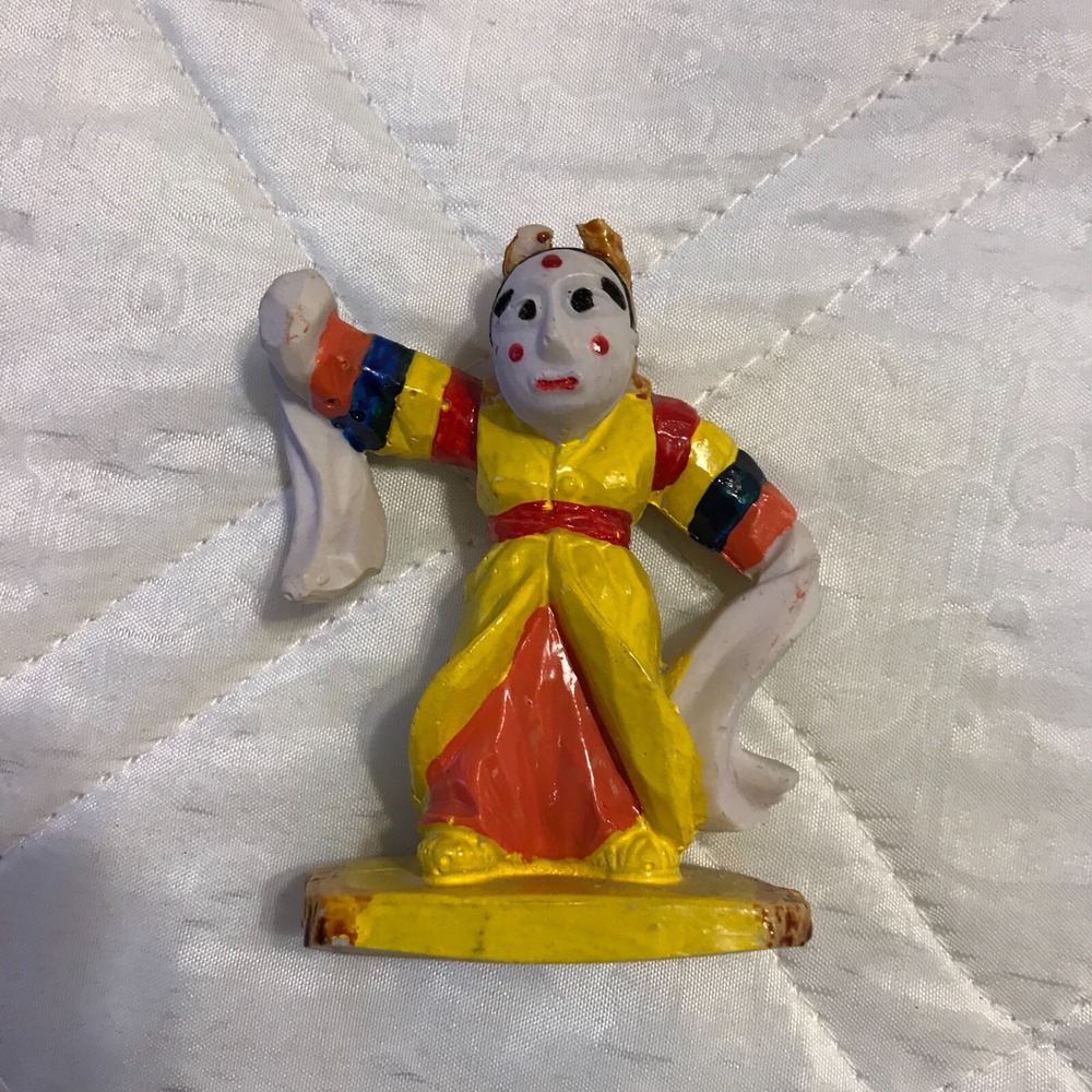 Vintage Masked Japanese hand painted porcelain dancing figurine